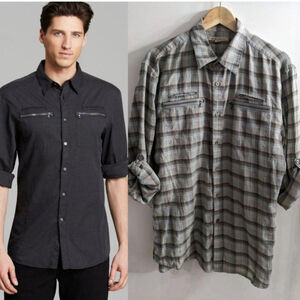 John Varvatos USA | Double Zip Plaid Shirt